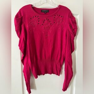 Joseph A Women's Fuchsia Cut-Out Sweater with Detailed Sleeves Women’s medium